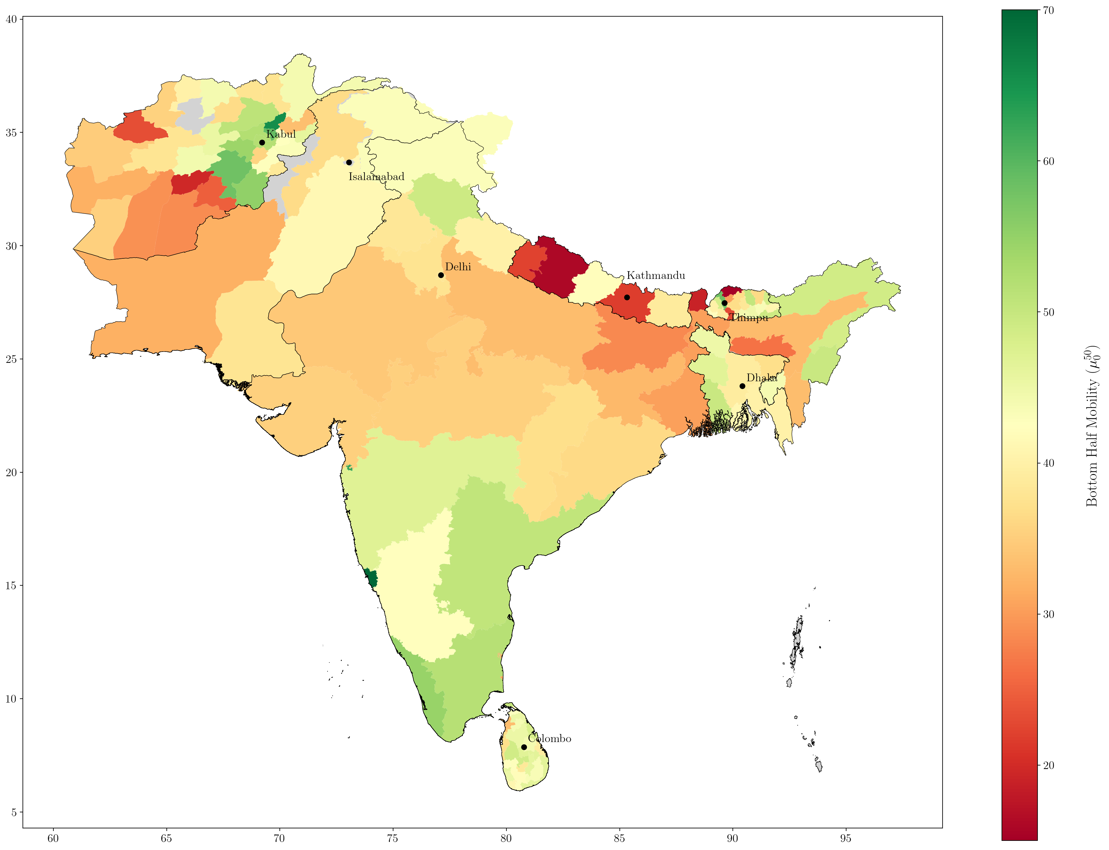 Bottom half mobility within SA countries